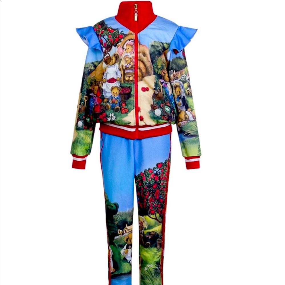 New Little girls Holiday bear family tracksuit